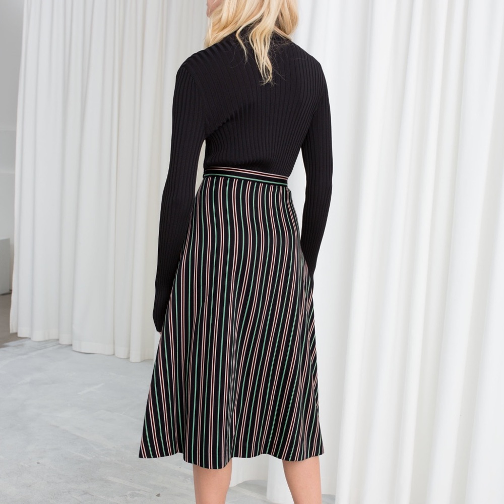 A line Satin Striped Skirt